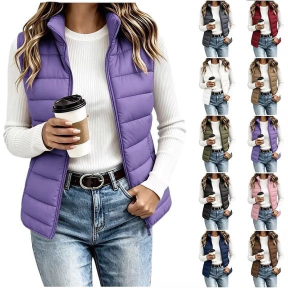 Annhoo Womens Lightweight Puffer Vest Zip up Sleeveless Quilted Vest Outerwear with Pocket for Layering Waistcoat