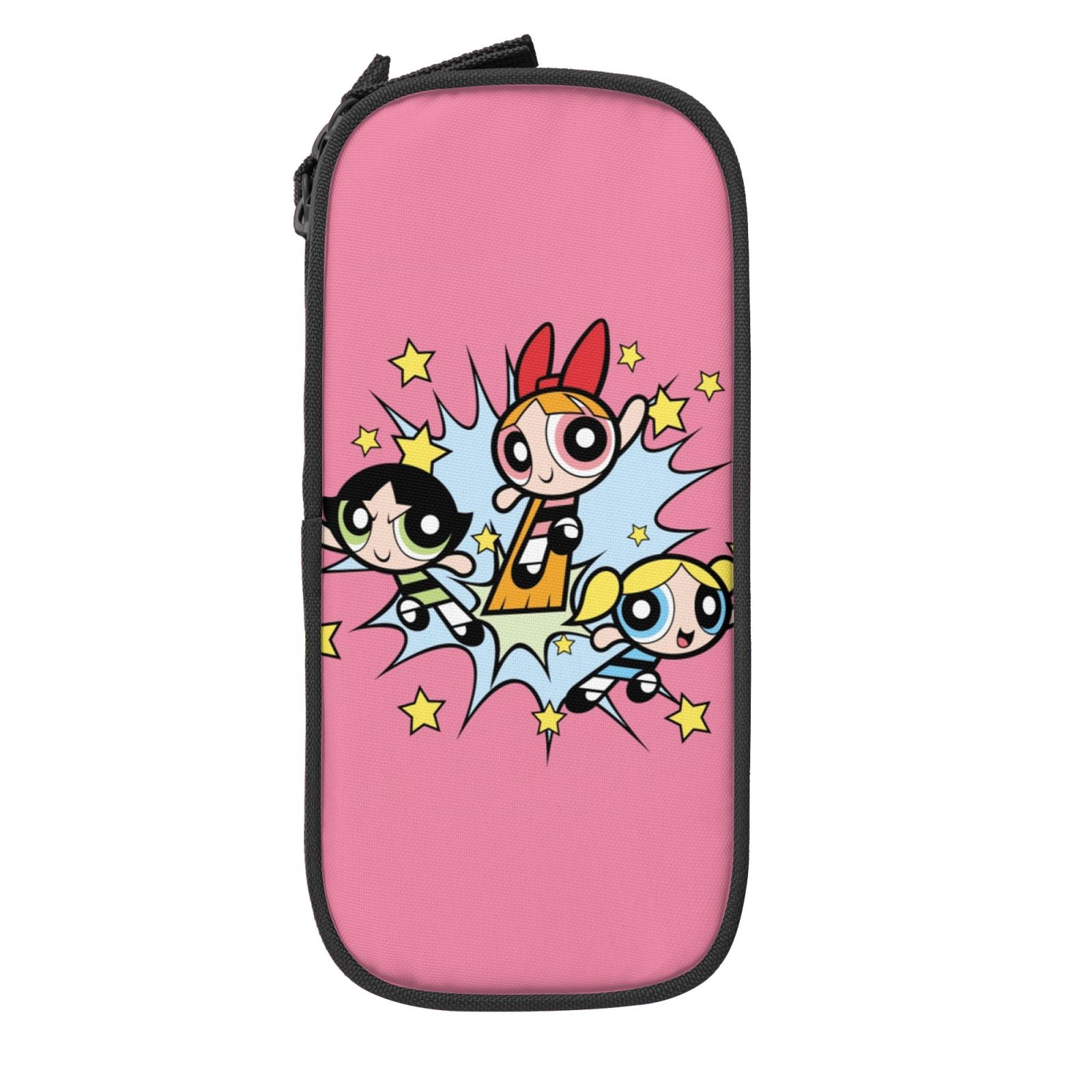 The Powerpuff Gi-rls Pencil Case Large Capacity Pencil Pouch Penbag Office Stationery Organizer Travel Makeup Bag Black