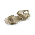 thumbnail image 3 of HVOBTTY Women's Summer Fashion Casual Solid Color Round Toe Open Toe Soft Sole Beach Sandals Lightweight Outdoor Wear Shoes Gold, 39, 3 of 5