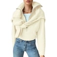 thumbnail image 2 of Suéter Informal Holgado de Punto Acanalado con Cuello en V y Larga para Mujer, con Cremallera de un Cuarto, para Invierno y Otoño Albaricoque M, 2 of 8
