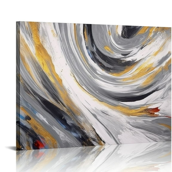 COMIO Large Wall Art Gold Abstract Canvas Wall Home Wall Decor Black and White Living Room Wall Decor Office Abstract Paintings Framed Artwork
