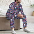 thumbnail image 7 of Naloa Skull Daisy Men’s Pajamas Set - Long Sleeve Button Down Sleep Shirt and Pajama Bottoms Sleepwear Set-Medium, 7 of 7