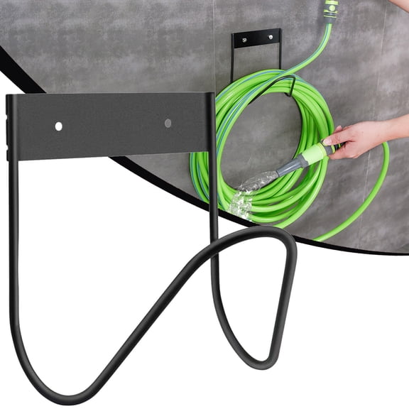 HonestMatter Wall Mount Hose Holder, Garden Water Hose Hanger, Heavy Duty Metal Hook for Garage Extension Cords, Black