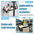 thumbnail image 3 of FEOYA Sink Faucet Organizer Sink Caddy Sponge Holder Kitchen Faucet Drain Rack with Drain Tray Hook Rod Drainer Basket for Bathroom Soap Scrubbers 0.7-1.10 Inch Round Tube Hanging, 3 of 7