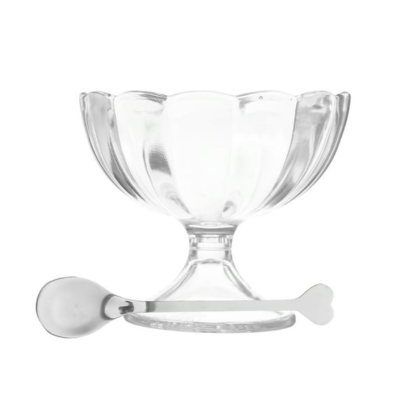 Raindrops 1 Set Decorative Ice Cream Bowl with Spoon for Home and Party Use Dessert Bowl for Yogurt Cake Salad and Fruit Clear Dessert Cup 200ml