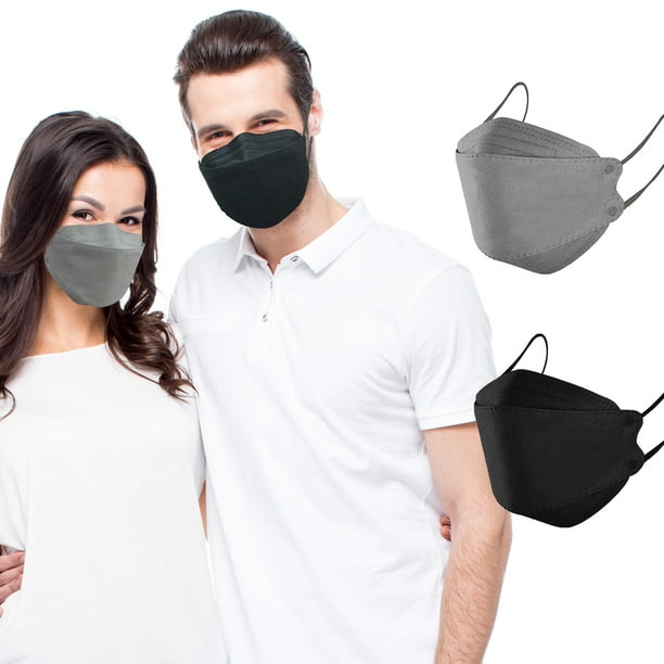 KF94 Face Masks for Adults Disposable 4 Ply Face Masks 4 Layers Black and Grey Masks for Men