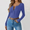 thumbnail image 7 of JGNGSHN Women's 2025 Spring Fall Long Sleeve Button Shirts, Henley Slim Fit Ribbed Knit Casual Tops, Trendy Blouses, 7 of 7
