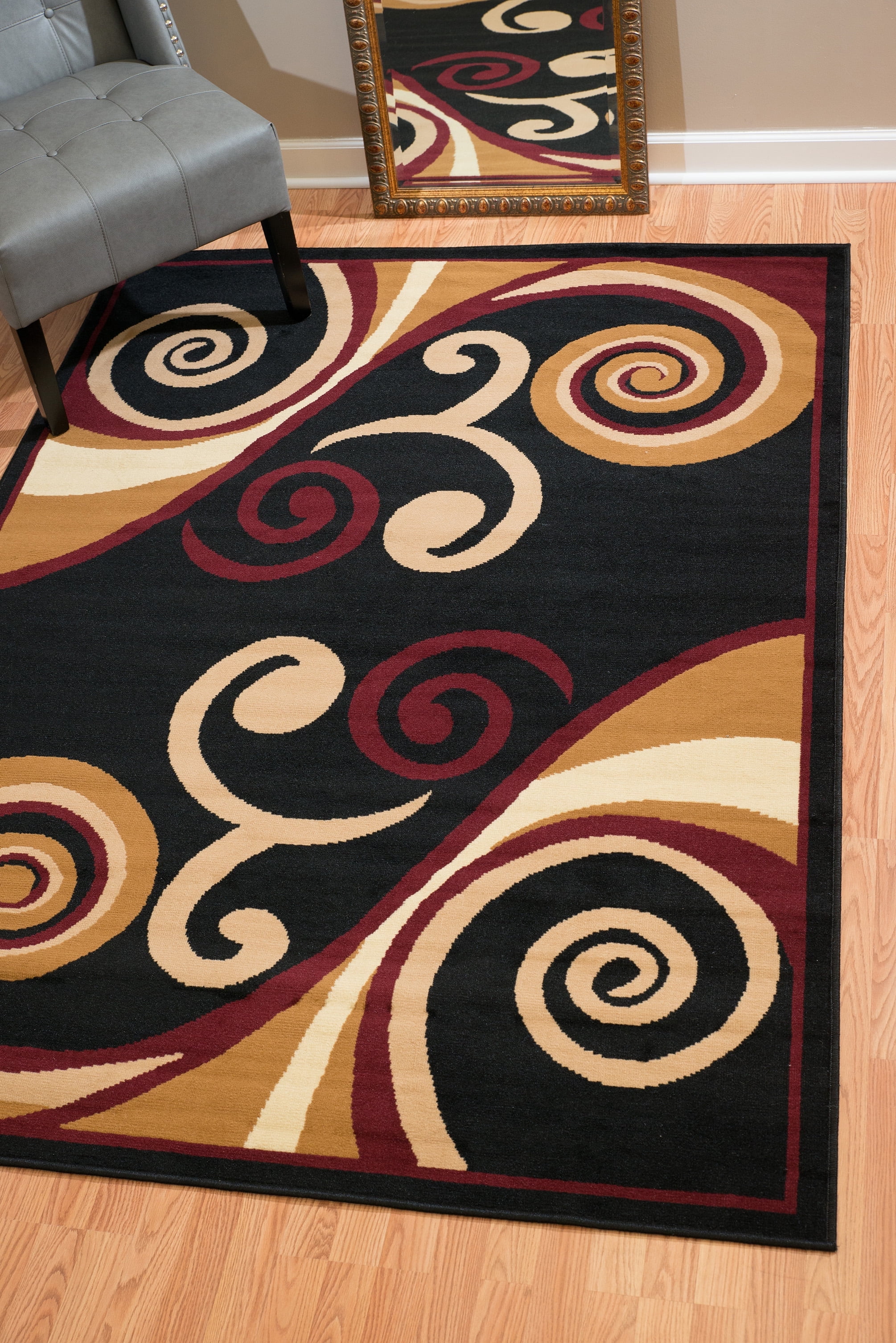 United Weavers of America Runner Rug, Geometric, Burgundy, 2'3 x 7'2", Power-loomed, Stain-resistant