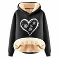 thumbnail image 2 of Christmas Heavyweight Hoodies for Women 2025 Long Sleeve Love Heart Snowflake Graphic Hooded Sweatshirt Pullover Tops, 2 of 5