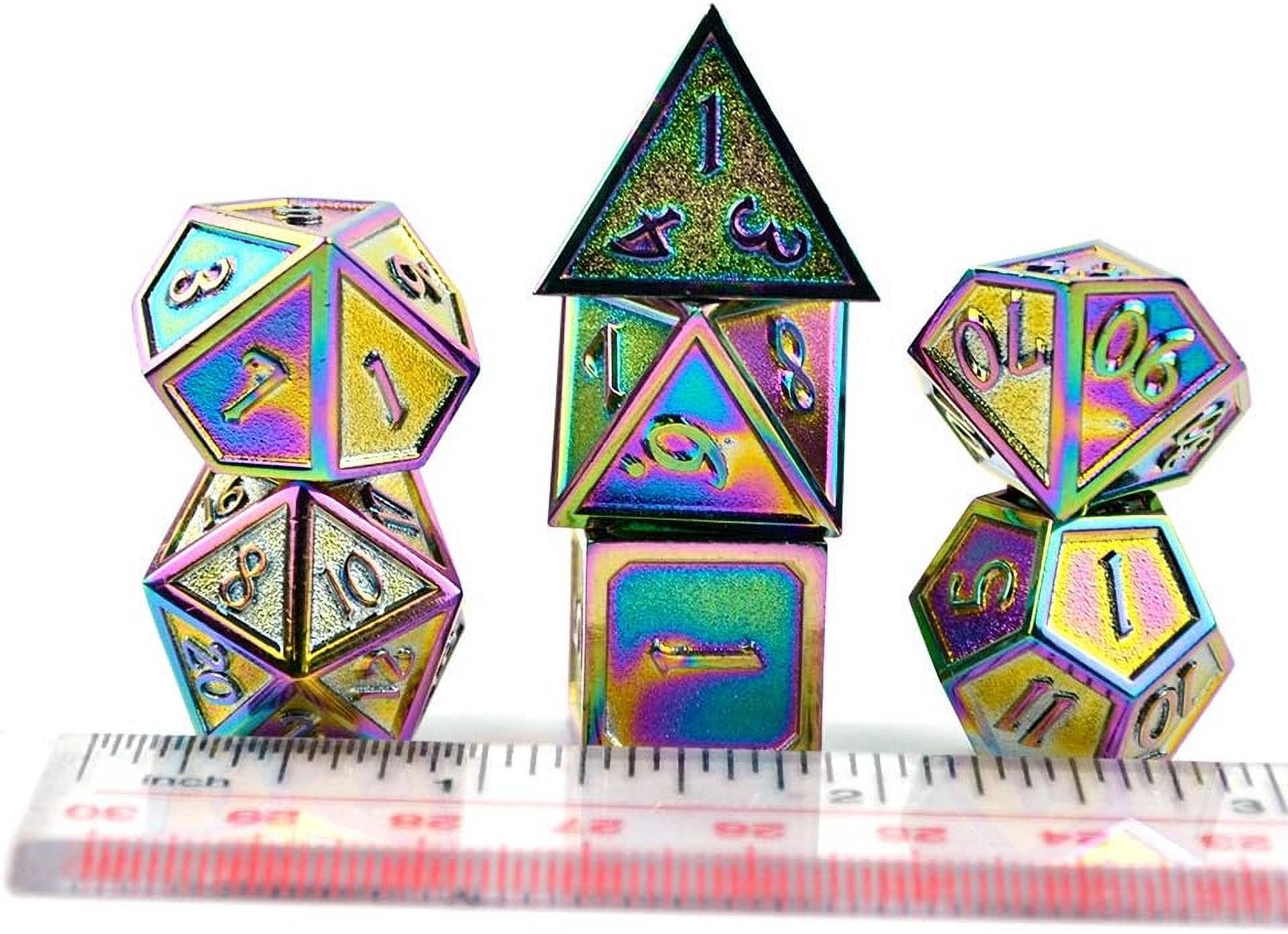 Signalplus Metal Dice D6 Set, 7-Piece Polyhedral Dice for RPG, Dungeons and Dragons