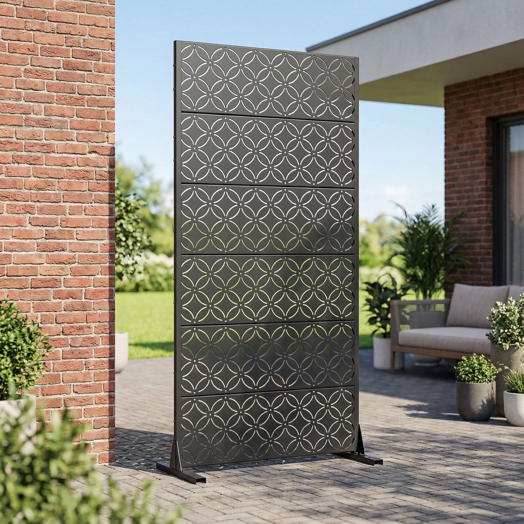 MAYEERTY 72*35in Outdoor Privacy Screen, Powder Coated Metal Privacy Panel, Hot Tub Privacy Divider for Patio, Balcony