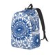 thumbnail image 1 of Disketp Blue Watercolor print Canvas Backpack Lightweight Travel Daypack Student Rucksack Laptop Backpack-Medium, 1 of 5