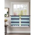 thumbnail image 2 of Sheer Curtains 45 Inch Length 2 Panels Set for Kitchen, Navy Blue Turquoise Striped Semi Sheer Curtains for Windows, Gradient Horizontal Lines Voile Window Treatments Rod Pocket Curtain, 2 of 7