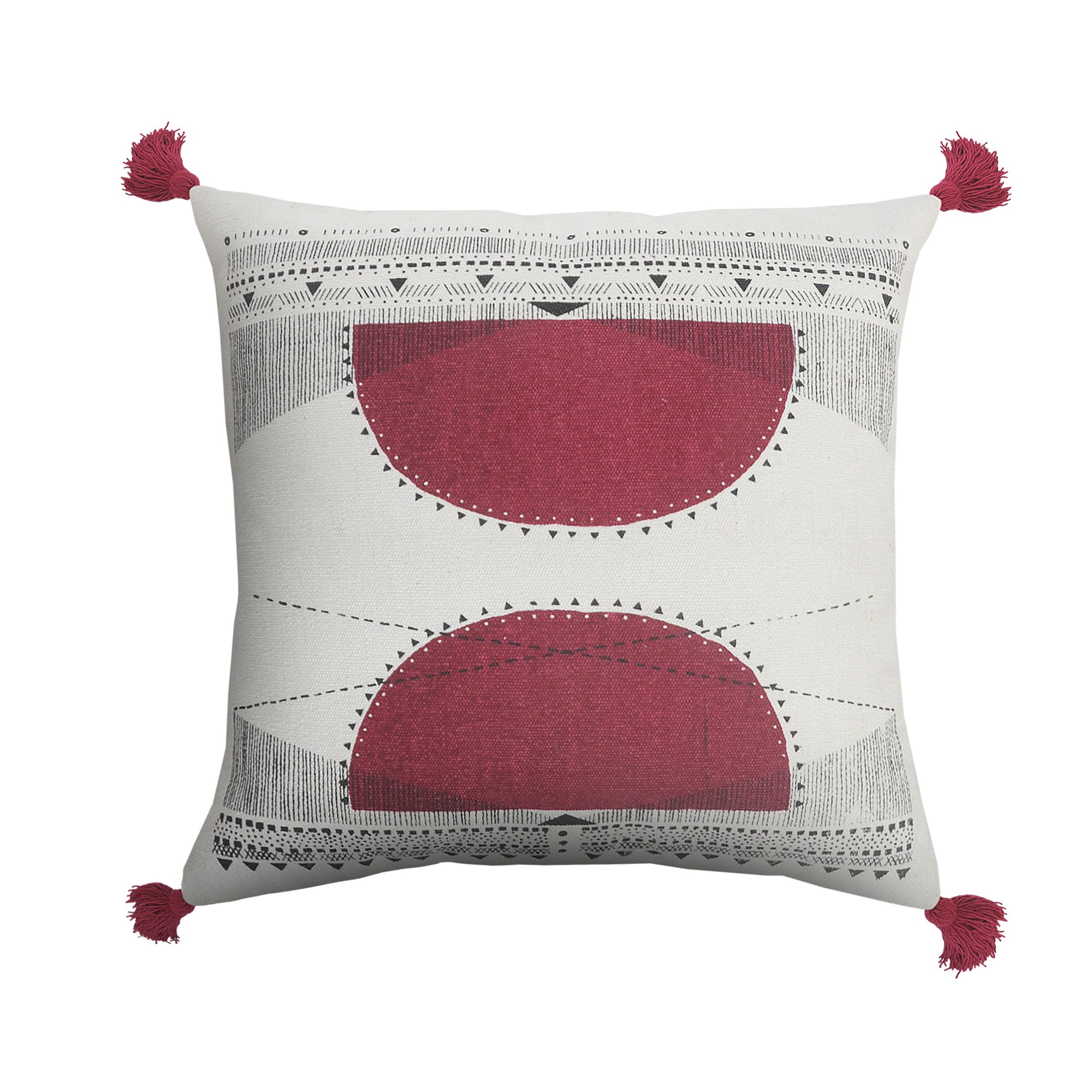 Harlow Hill 20" x 20" White/Black/Burgundy Geometric Cotton Adult Decorative Throw Pillow Cover