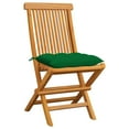 thumbnail image 2 of vidaXL Garden Chairs with Green Cushions 6 pcs Solid Teak Wood, 2 of 12