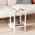 thumbnail image 6 of Gijjgole End Table, Marble Texture Modern Side Table with 2 Tier Open Shelf, Small Table Bed Side Tables Bedroom for Small Spaces, Living Room and Office (White), 6 of 7