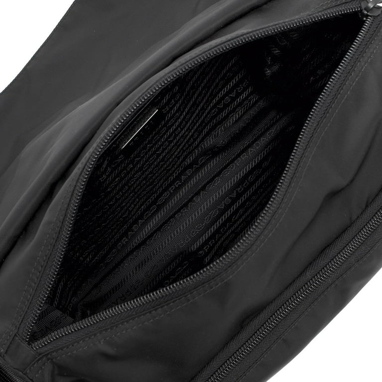 Prada Black Nylon Triangle Logo Messenger Bag 