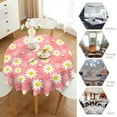 thumbnail image 4 of Pink Daisy Tablecloth, Rustic Country Farmhouse Cartoon Floral Daisy Flower Party Table Cover for Kitchen Dining Room Table Decor 60x60nch, 4 of 6
