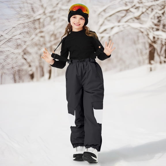 JIAYUE Unisex Slacks For Kids Solid Color Ski Pants Wide-Leg Windproof Joggers High Waisted For Toddler Stylish Seasonal Sport Slacks