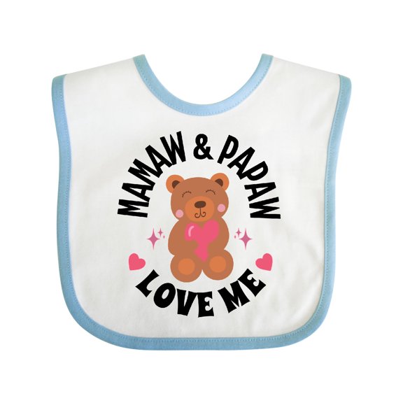 Inktastic Mamaw and Papaw Love Me Grandchild Bear Girls Baby Bib