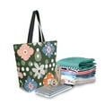 thumbnail image 2 of FORMRS Womens Canvas Tote Bag with Zipper Inner Pocket Shoulder Handbag, Blue Geometric Flowers, 2 of 7