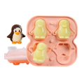thumbnail image 2 of Molde para cubitos de hielo con forma de pingüino, para hacer 4 bonitas bolas de hielo con forma de pingüino para beber, color rosa, 2 of 7