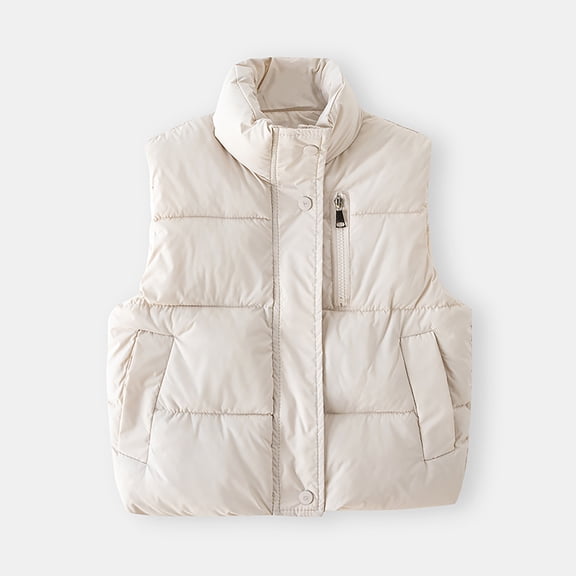Toddler Boys Puffer Vest Jacket Boys White Vest Full-Zip Lightweight Windproof Sleeveless Outwear Kids Winter Vest 18-24 Months