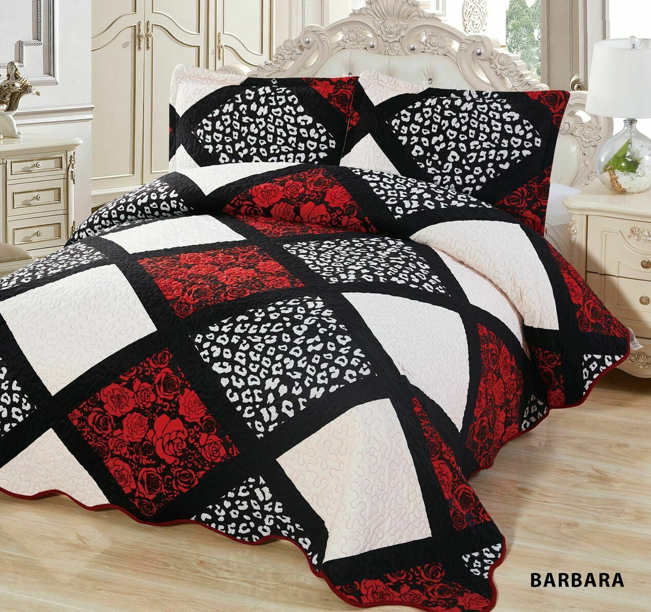 3Pcs California King Quilted Reversible VELVET Bedspread Coverlet Set
