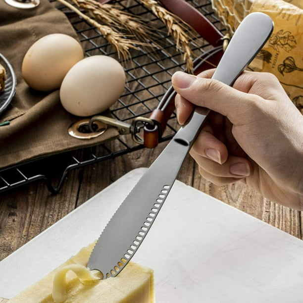 Heated Butter Knife, 2 Pcs Japanese Butter Knife Peanut Butter Knife,  Stainless Steel Butter Grater Sandwich Spreader with Serrated Edge,  Shredding Vegetables Fruits (Black) 