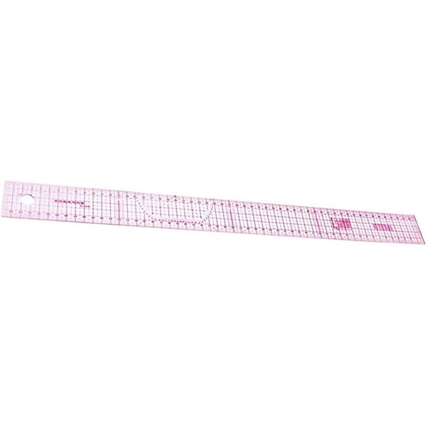 Regla - Accesorios de costura a medida Regla recta compartida métrica de doble cara de 60 cm Rosa transparente