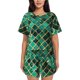 thumbnail image 1 of Balery Green Mosaic Glass Conjunto de Pijama para Mujer con Estampado, Dos Piezas de Manga Corta y Shorts, Ropa de Dormir Suave con Cuello Redondo y Bolsillos-XX-Large, 1 of 6