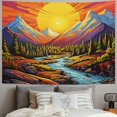 thumbnail image 2 of Creowell  Sun Mountain Tapestry Trippy Forest Tree Tapestry Vintage Aesthetic Plant Tapestry Magic River Wall Tapestry Nature Landscape Tapestry Wall Hanging for Bedroom 40x30inch, 2 of 6
