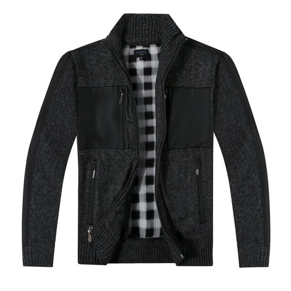 Gioberti Kids and Boys Full Zip Cardigan Patch Design Sweater with Brushed Flannel Lining