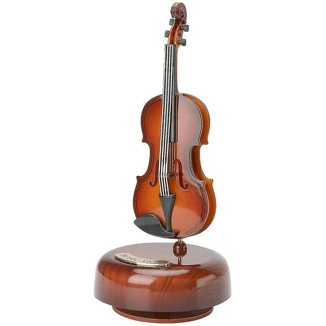 Boîte à Musique Violon, Boîte à Musique Créative Violon avec Base Musicale Rotative, Boîte à Musique Classique Mini Réplique Instrument Artisanat, Excellent Cadeau pour Garçons Filles