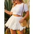 thumbnail image 7 of Avidlove Flowy Mini Skirt for Women White Ruffle Skater Skirts Casual High Waist Flared Short Lingerie Skirt, 7 of 7