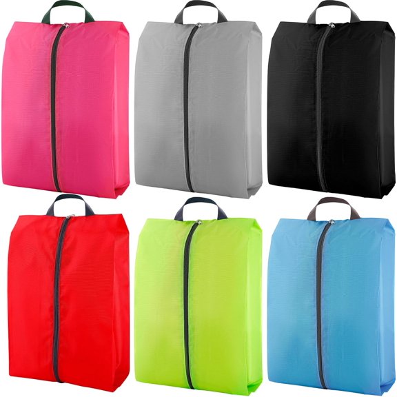 6 Pcs Travel Shoe Bags Set with Zipper and Handle, Portable Waterproof Shoe Bags, Soccer Cleats Bag Shoe Pouch for Gym, Travel Shoe Storage Bag, Shoe Organizer Packing for Women and Men