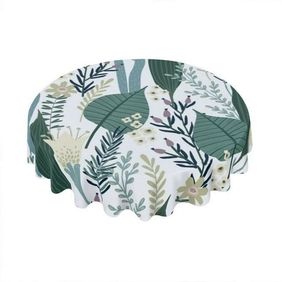 Eveokoki Round Vinyl Tablecloth 60 inch Floral Design Tablecloth Waterproof Oilproof Tablecloth Wipeable Tablecloth Decorative Table Cover Picnic Tablecloth