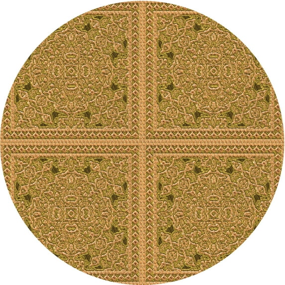 Ahgly Company Machine Washable Indoor Square Transitional Yellow Area Rugs, 3' Square