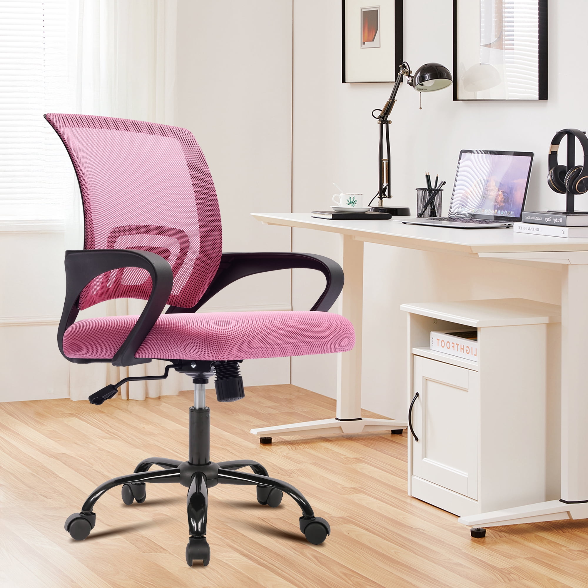 JONPONY Ergonomic Office Chair, Lumbar Support, Adjustable Height with Armrests for Adults,Pink