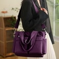 thumbnail image 4 of Gocvo Casual Tote Bags with Multiple Pockets, Nylon Large Capacity Crossbody Tote Bag, Working Bag for Ladies (Dark Purple), 4 of 9