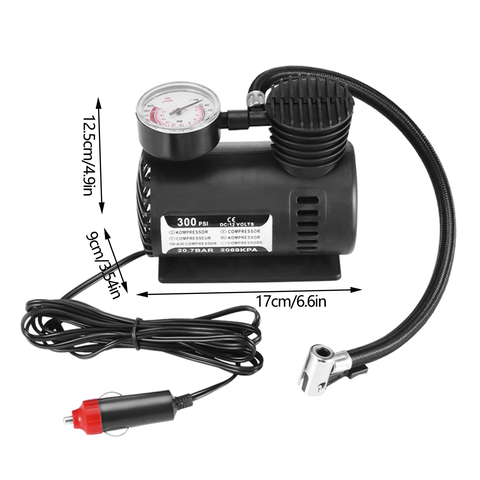 300PSI 12V Mini Air Compressor Auto Car Electric Tire Inflator Pump
