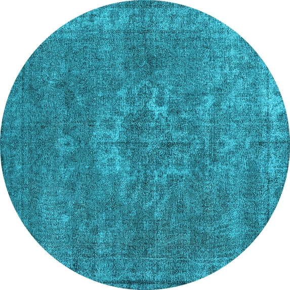Ahgly Company Indoor Round Oriental Light Blue Industrial Area Rugs, 3' Round