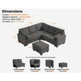thumbnail image 6 of CHIC HOUSE 83" L Shaped Sectional Sofa with Storage Ottoman Chaise, Corduroy Sofa Convertible Sectional Couches for Living Room, 6 Seater Corner Modular Sofa with Deep Seat Throw Pillows, Gray, 6 of 10