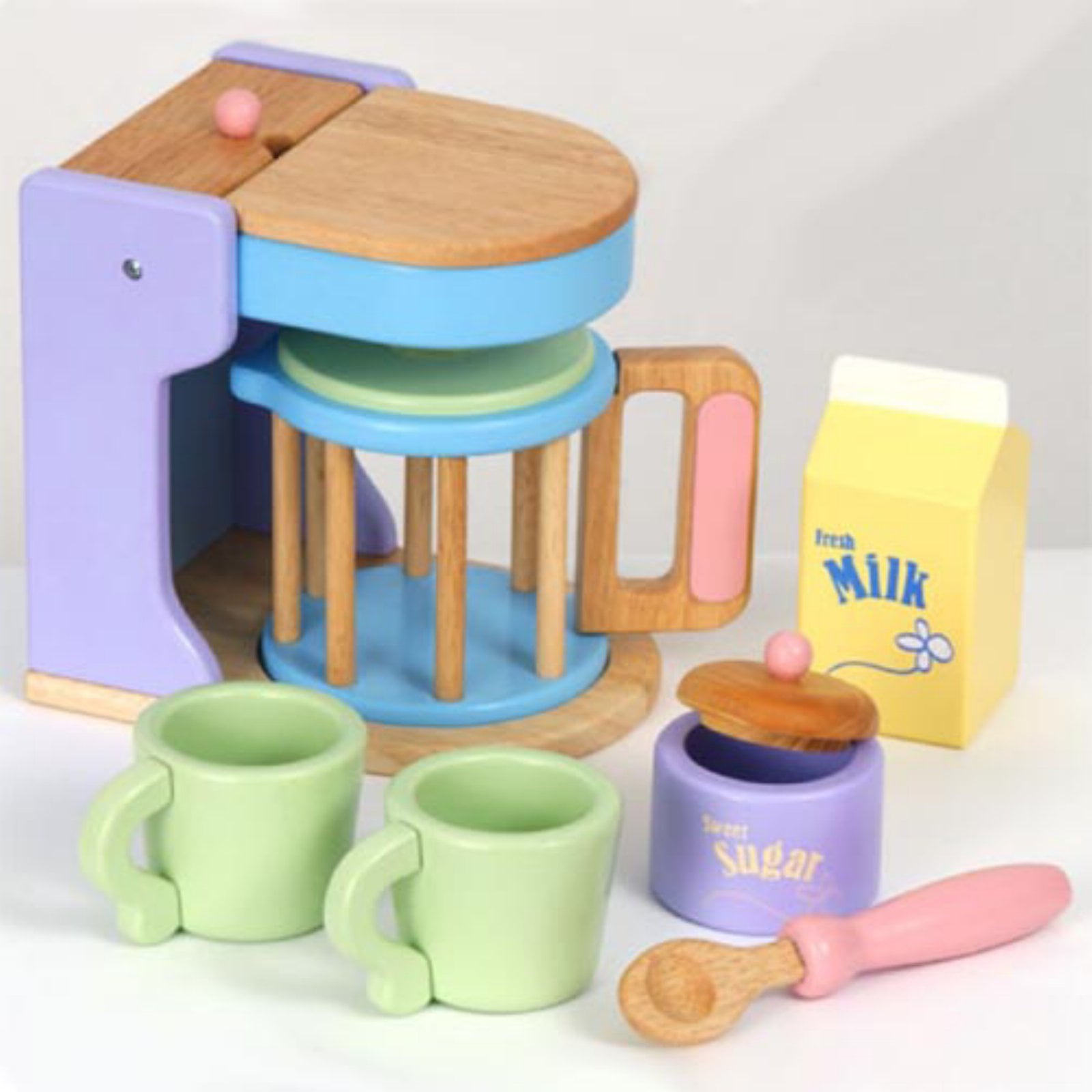 KidKraft Pastel Coffee Wood Kids Pretend Play Set - Walmart.com - Walmart.com