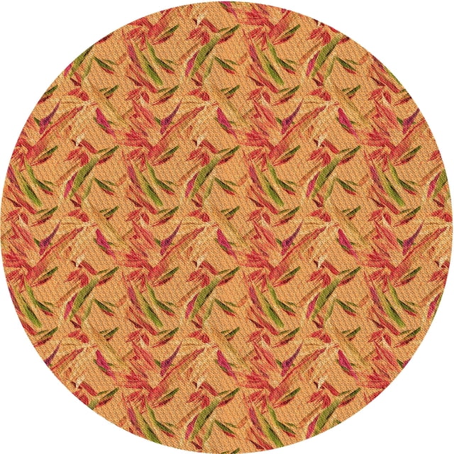 Ahgly Company Tapis Rond Lavable en Machine Intérieur Transitionnel Orange Rouge Orange, 6 Pieds Rond