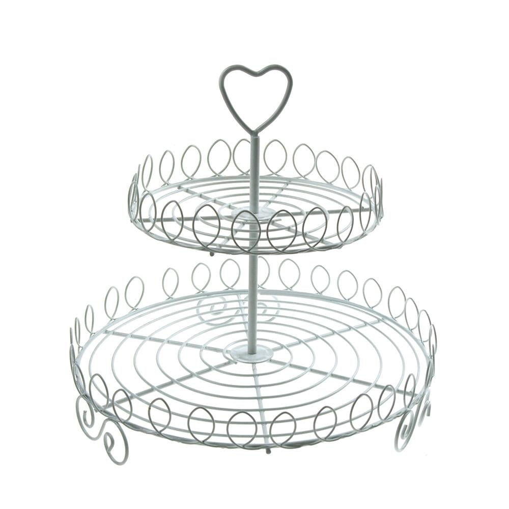 Round Metal Wire Cupcake Holder, 2tier, 81/2Inch, White