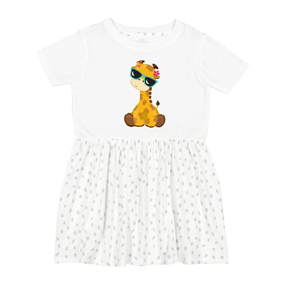 Inktastic Cute Giraffe, Giraffe with Sunglasses, Cute Animal Girls Toddler Dress