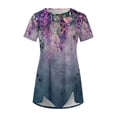 thumbnail image 5 of PVCS Womens Tops Clearance Under $5 Women's Casual Round Neck Casual Button Printed Short Sleeve Blouse Short Sleeve Round Neck Blouse/Shirt, 5 of 5