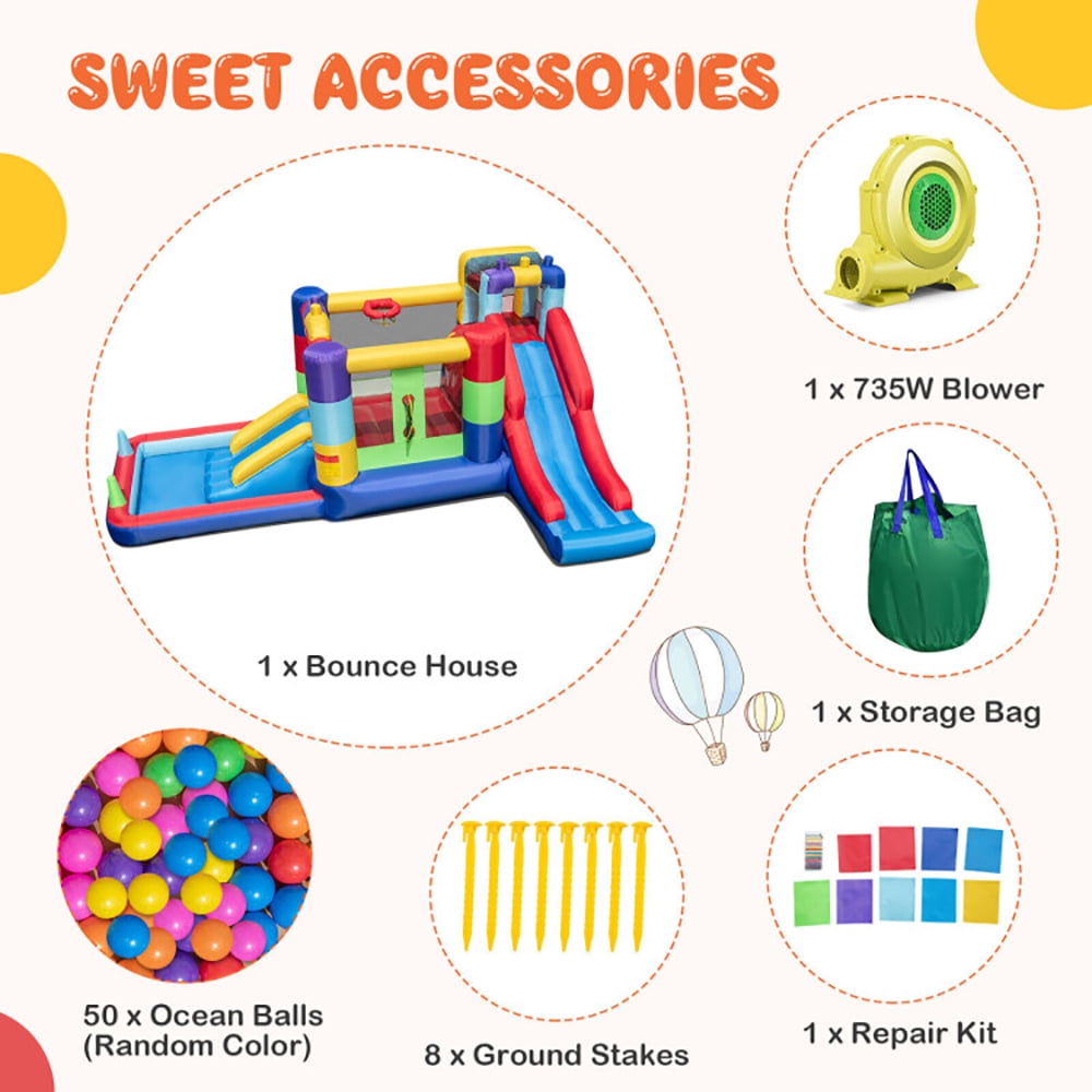 Aimee Lii Inflatable Bounce House with 680W Blower and Ball Pit, Playhouse for Kids Outdoor