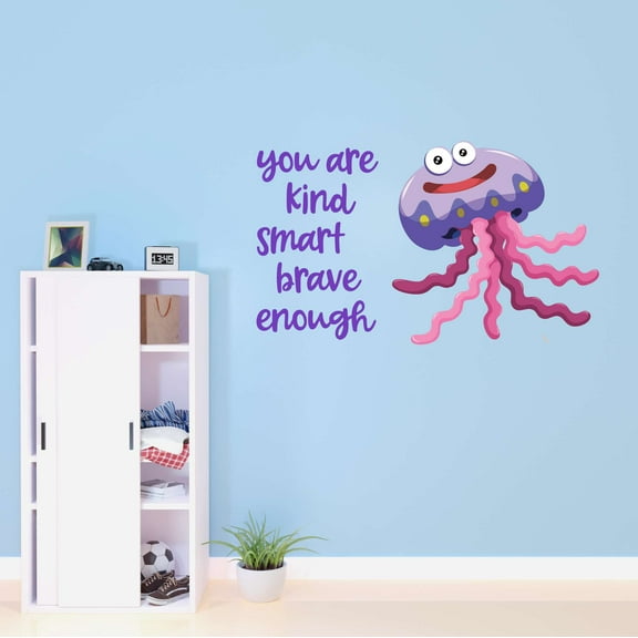 Jellyfish Smart Kind Treasure Chest Gold Coins Neckles Fish Dream Big Little Octopus Statfish Princess Queen Sweet Dreams Bedtime Unicorn Holiday Decorating Wall Decal Sticker - Size: 40 In X 24 In